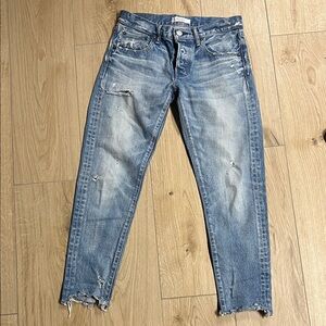 Moussy Faded Blue Distressed Jeans